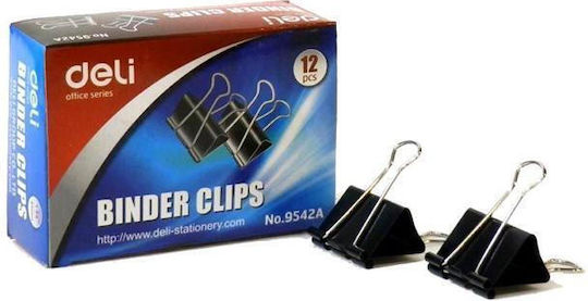 Deli Metallic Clips Double Effortless No2 41mm Black 12pcs