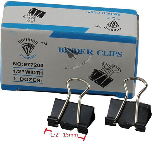 Exas Paper Cleme Metalice 15mm Negre 12buc