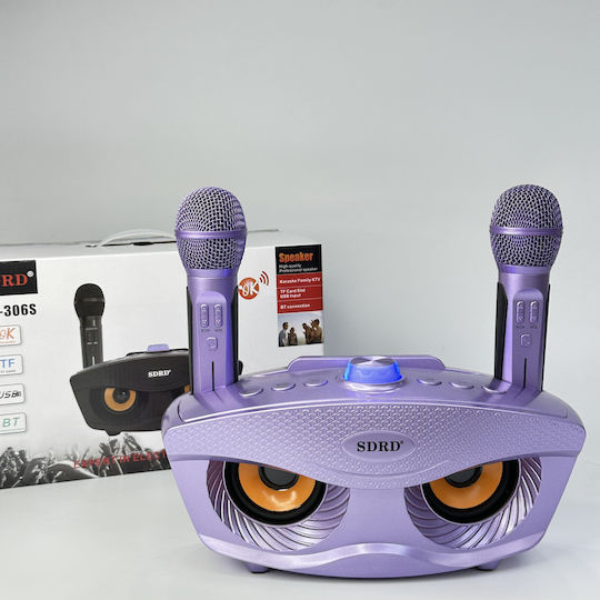 Ηχείο Karaoke με Ασύρματα Μικρόφωνα και Εφέ Φωτισμού SD-306 FD306PURPLE Μωβ