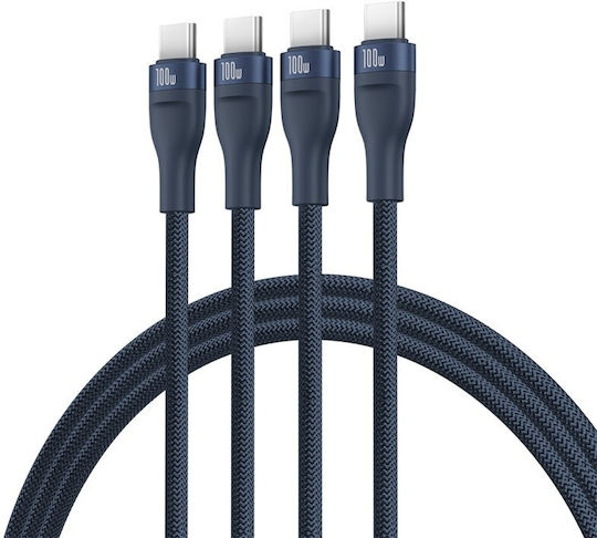 Baseus Flash Series Type C Regular Cablu USB la Type-C cu mai multe porturi 5A Albastru 1.5m (P10377503321-00)