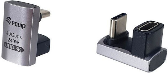 Equip Μετατροπέας USB-C male σε USB-C female Γκρι 1τμχ 133477