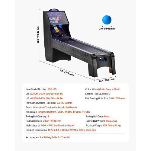 Vevor Παιχνίδι Εσωτερικού Χώρου Τραπέζι Arcade Roll & Score