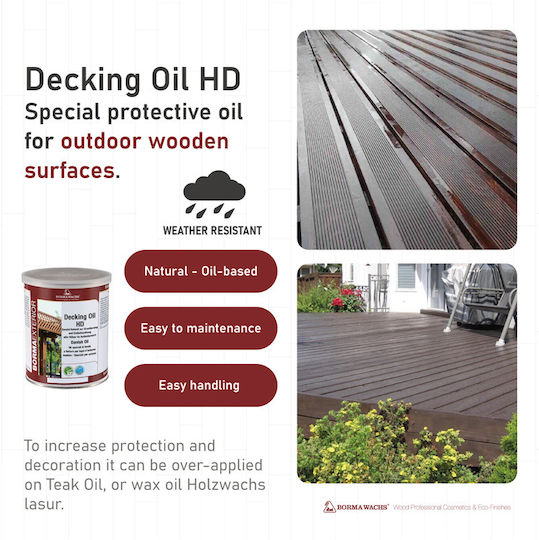 Borma Wachs Decking Oil - Danish Oil Λάδι Συντήρησης Άχρωμο Ματ 1lt