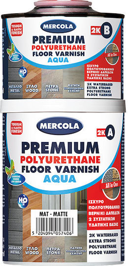 Mercola Premium Floor Varnish Βερνίκι Επιφάνειας Πολυουρεθάνης 2 Συστατικών Διαλύτου Άχρωμο Ματ 1lt