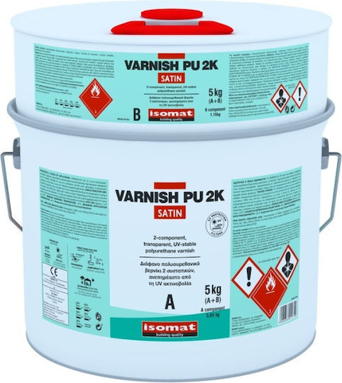 Isomat Varnish PU 2K Βερνίκι Επιφάνειας Πολυουρεθάνης 2 Συστατικών Άχρωμο Σατινέ 5lt