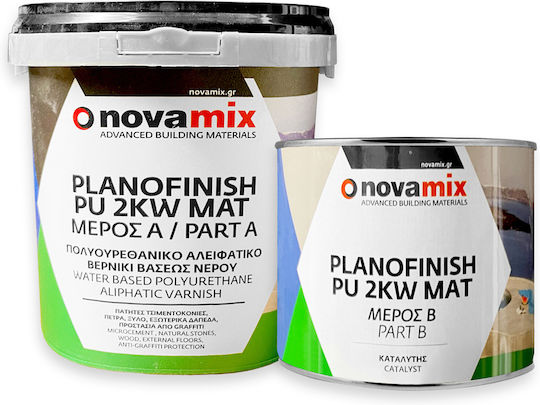 Novamix Planofinish PU 2KW Βερνίκι Επιφάνειας Πολυουρεθάνης 2 Συστατικών Νερού Άχρωμο Ματ 1lt