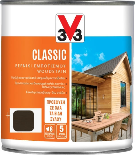 V33 Classic Woodstain Auf Lösemittelbasis Ebenholz Satin,σατεν 750ml