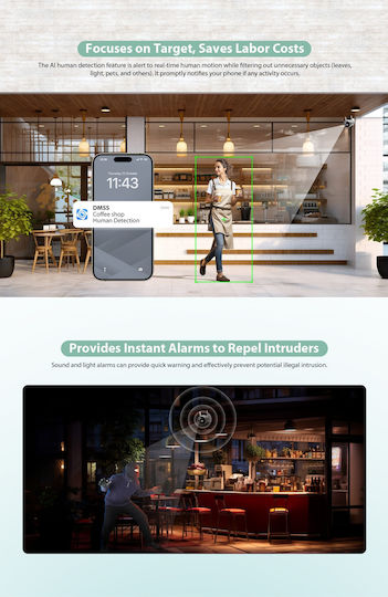 Dahua DH-F4C-PV IP Surveillance Camera Wi-Fi Full HD+ 4MP Waterproof with Two-Way Communication and Lens 2.8mm