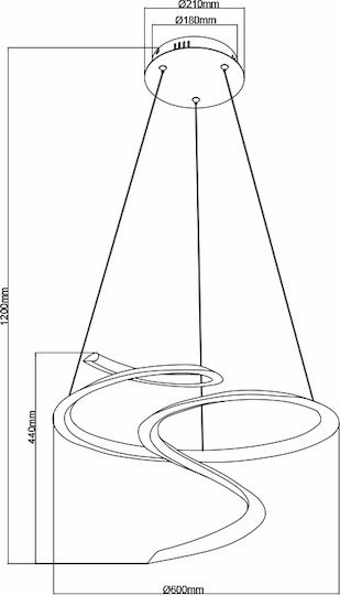 Sun Light LED Κρεμαστό Φωτιστικό Χρυσό 60x150x60εκ. Sun Light LED Κρεμαστό Φωτιστικό Χρυσό 60x150x60εκ.