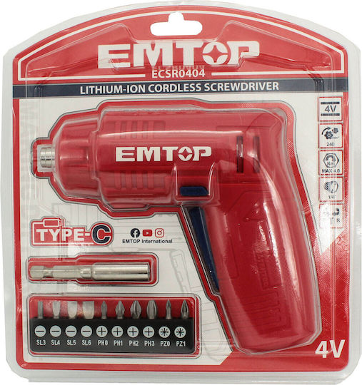 Emtop ECSR0404 Отвертка На Батерия 4V