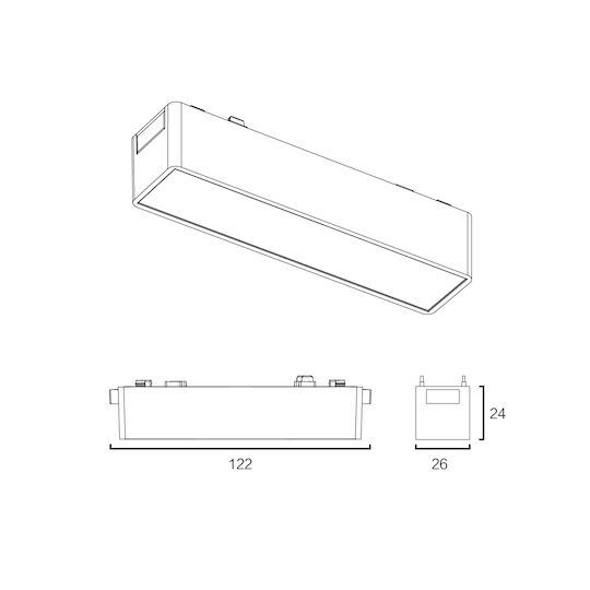 Sun Light LED Γραμμικό Φωτιστικό Οροφής 5W Θερμό Λευκό με Ρυθμιζόμενη Ένταση 12.2εκ.