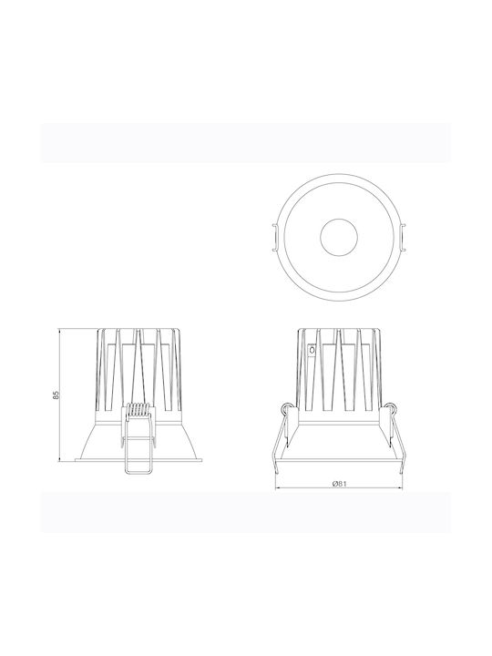 Sun Light Μεταλλικό Χωνευτό Σποτ με Ενσωματωμένο LED και Φυσικό Λευκό Φως Γκρι 8.1x8.1εκ. 1τμχ