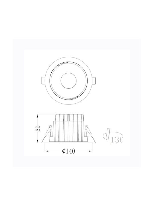 Sun Light Μεταλλικό Χωνευτό Σποτ με Ενσωματωμένο LED και Φυσικό Λευκό Φως Λευκό 14x14εκ. 1τμχ