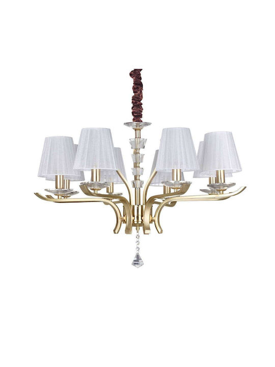 Ideal Lux Pegaso Sp8 Kronleuchter mit Lampenschirmen Gold