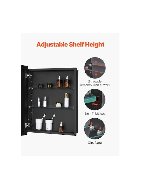 Vevor Badezimmerspiegel aus Edelstahl mit Regal & Schrank 60.96x76.2cm