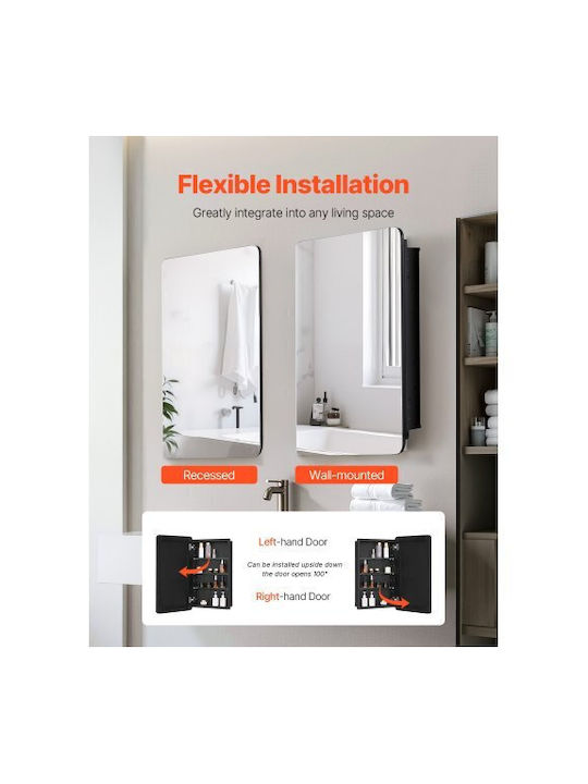 Vevor Bathroom Mirror made of Metal with Shelf & Cabinet 42x70cm