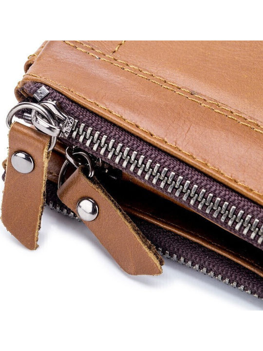 Leather Men's Wallet Classic with RFID Tabac Brown