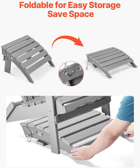 Vevor Adirondack Ottoman 16,9l x 18,9b x 13h Zoll HDPE Klappfußstütze Grau