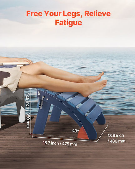 Set Vevor Adirondack Ottoman 2 Suport pentru Picioare 18,7l X 18,9w X 13,8h Inch HDPE Albastru