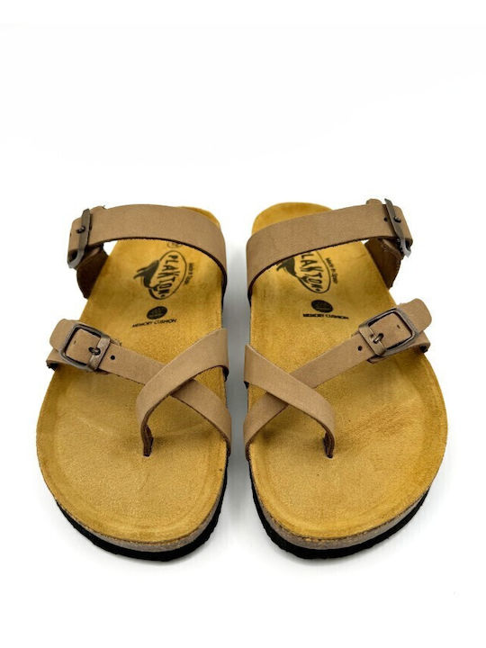 Leather Women's Flat Sandals Anatomic Nobuck Taupe