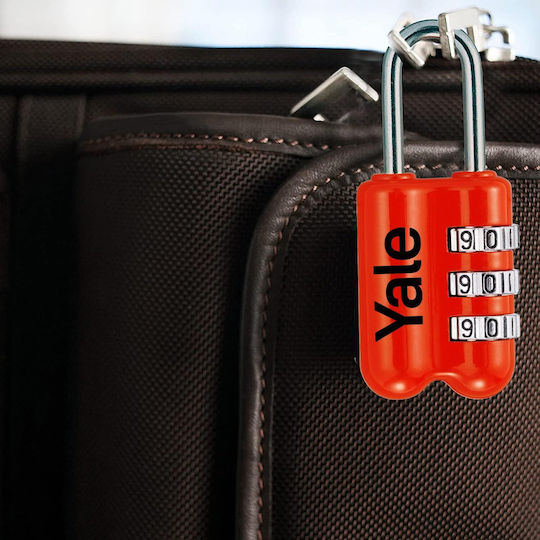 Yale Steel Padlock Brass Combination Red 23mm Red 1pcs
