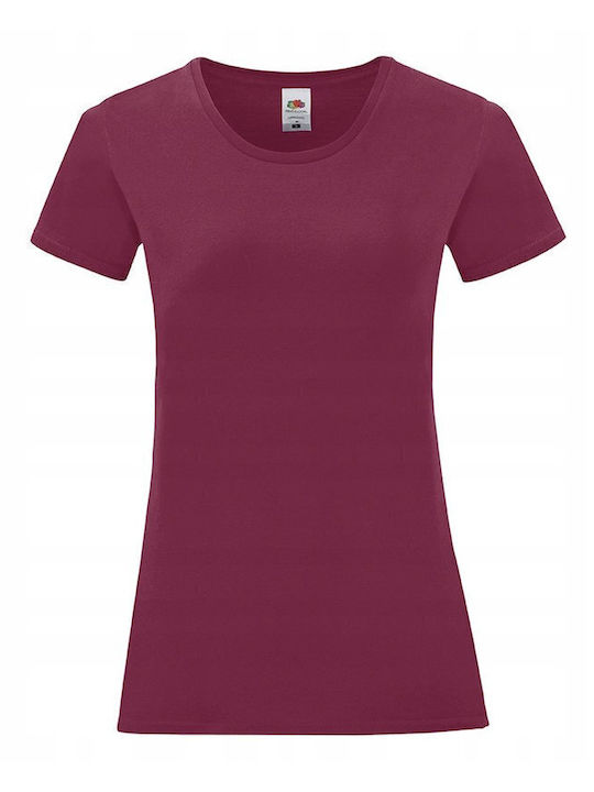 Fruit of the Loom Iconic Women's Short Sleeve Promotional T-Shirt Burgundy