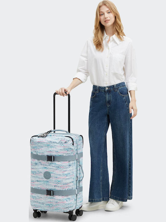 Kipling Spontaneous Среден Текстилен Куфар За Пътуване Palmtree Leaves С 4 Колела Височина 66 См