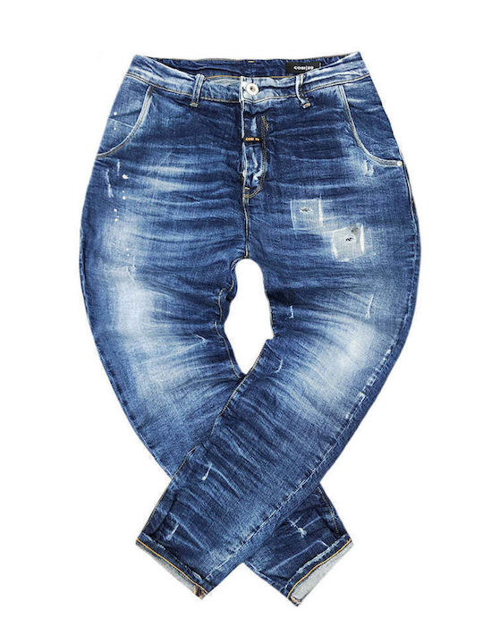 Men's Jeans Pants with Slim Fit Blue Denim