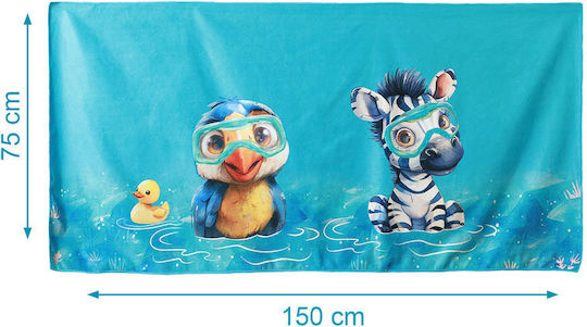 Микрофибърна плажна кърпа Safari Fun Sky 75x150см Kiokids 5728
