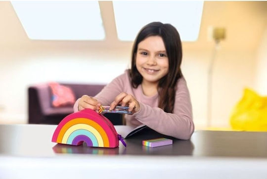 Rainbow Pencil Case Silicone Barrel Red