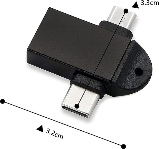 Powertech Convertor USB-C / micro USB Masculin în USB-C / micro USB Feminin 1 Bucată CAB-UC090