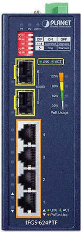 Planet Technology Negestionat L2 PoE+ Switch cu 4 Porturi Gigabit (1Gbps) Ethernet și 2 Porturi SFP