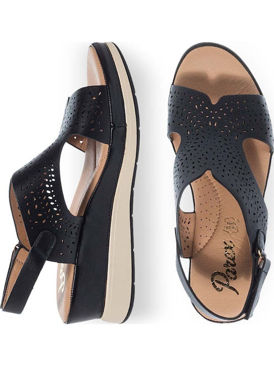 Women's Synthetic Leather Ankle Strap Platforms Black