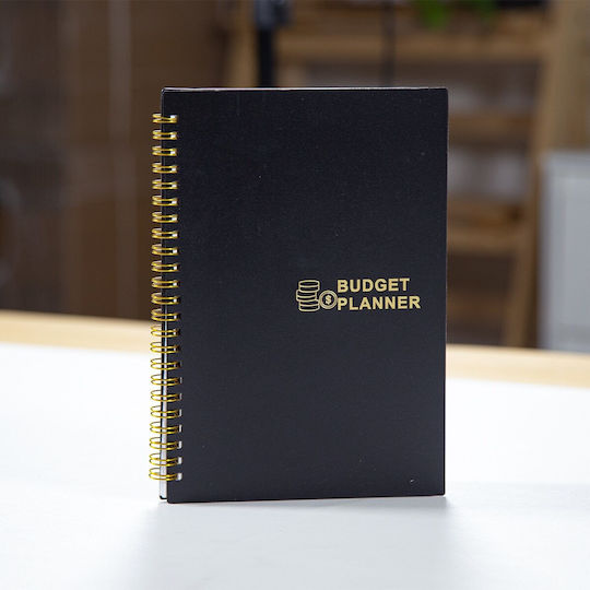 Undated Budget Planner Spiral-bound Plastic Cover Bullet Journal Style Monthly Organization In English A5 Black