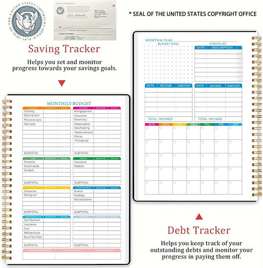 Undated Budget Planner Notebook Spiral-bound A Plastic Cover Bullet Journal Style Monthly Organization In English A5 Multicolor White