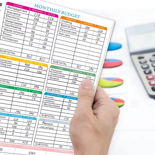 Undated Budget Planner Notebook Spiral-bound A Plastic Cover Bullet Journal Style Monthly Organization In English A5 Multicolor White