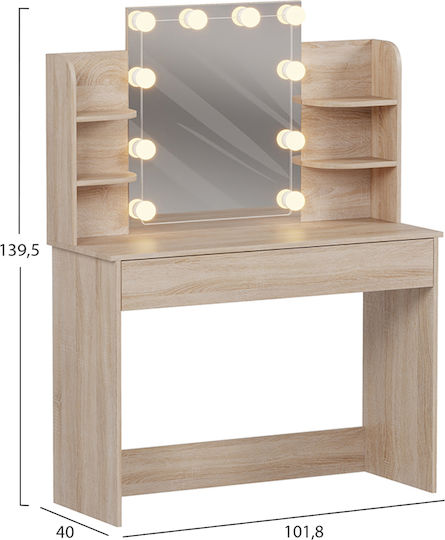 Bodenstehende Schminktisch Schlafzimmer Lauryn Holz Sonama mit Spiegel 101.8x40x139.5cm