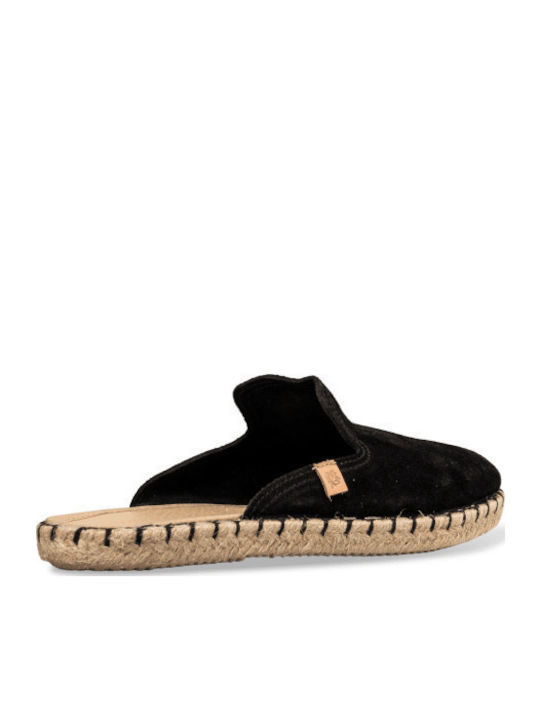 Suede Mules με Τακούνι σε Μαύρο Χρώμα
