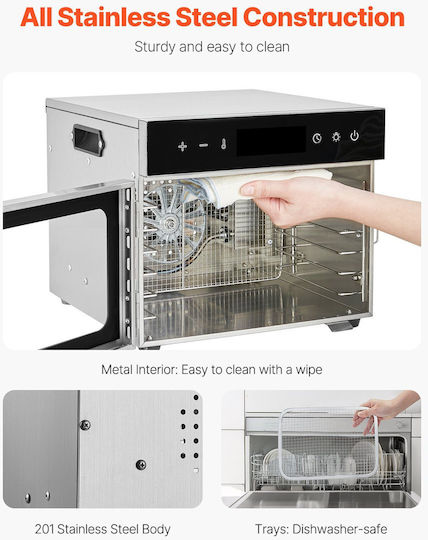 Vevor Food Dehydrator Machine 6 Trays Stainless Steel 400w Jerky Fruit Drying