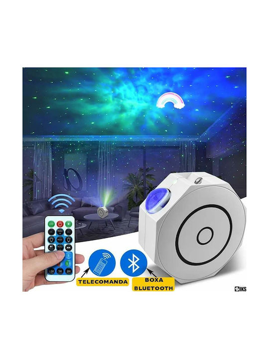 Led Παιδικό Φωτιστικό Projector Αφής με Προβολή Αστεριών Λευκό 15x14x6εκ.