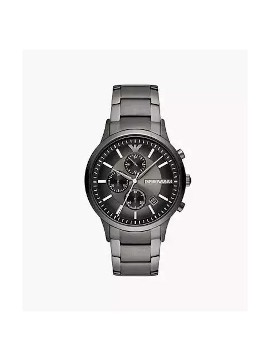 Emporio Armani Ανδρικό Ρολόι Μπαταρίας με Γκρι Μεταλλικό Μπρασελέ