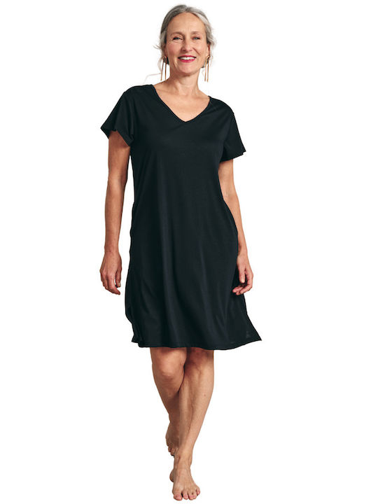 Muydemi Damen Mini Kleid Strand Black