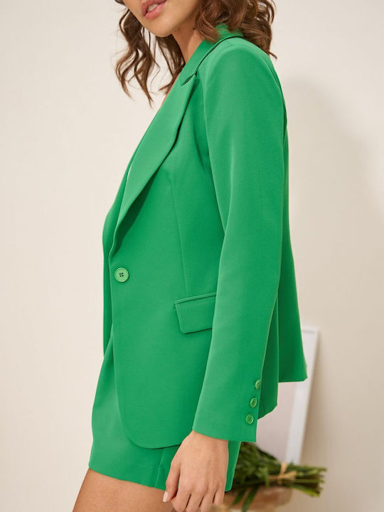 Attentif Women's Waisted Blazer Light Blue