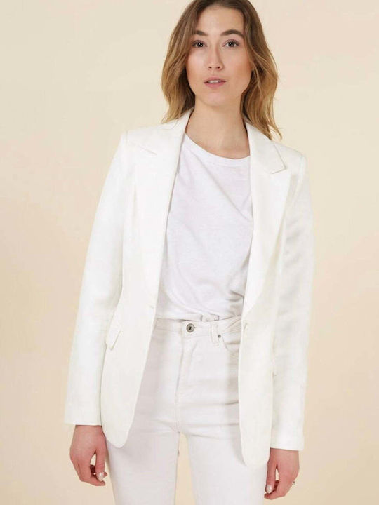 Attentif Women's Waisted Blazer Light Blue