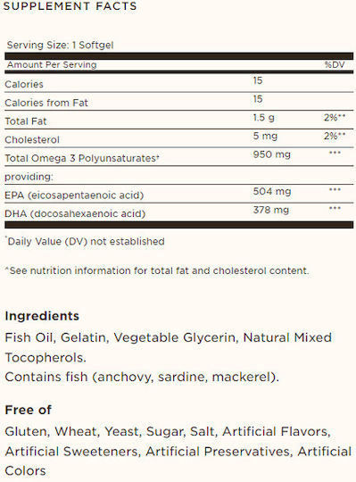 Solgar Triple Strength Omega 3 Fish Oil 950mg 100 softgels