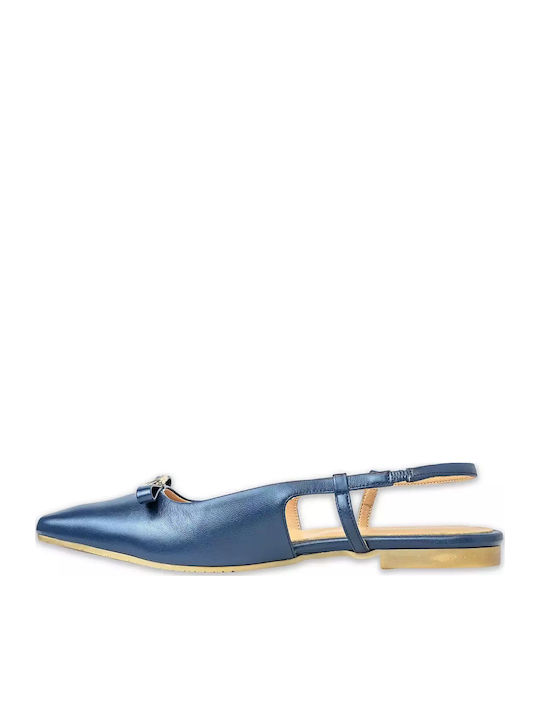 Γυναικείες Μπαλαρίνες Slingback με Λουράκι σε Μπλε Χρώμα