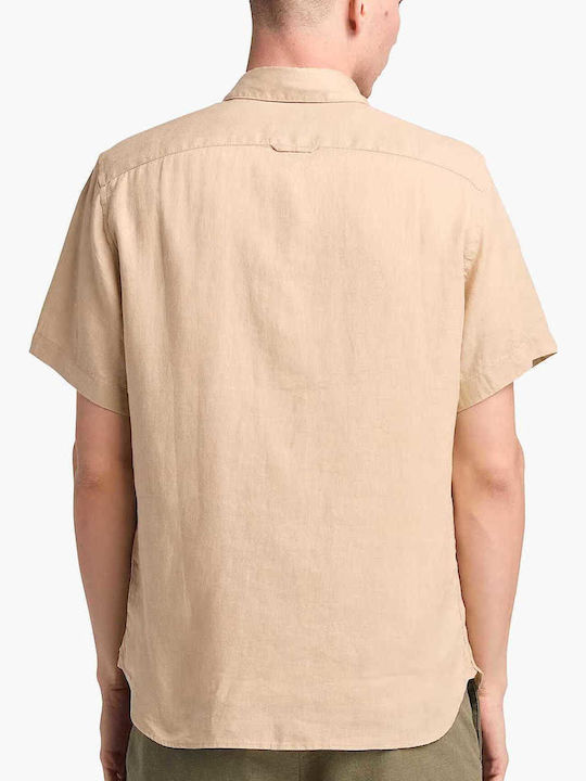Short-sleeved Linen Shirt Beige