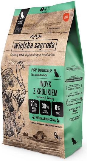 Wiejska Zagroda 9kg Dry Food Grain-Free & Gluten-Free for Adult Dogs with Turkey and Rabbit