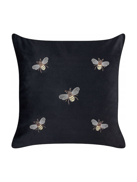 Beliani Velvet Decorative Pillow Case Black 45x45cm