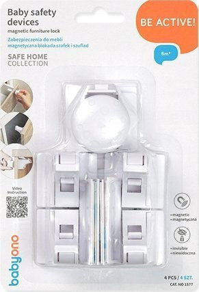 Babyono Cabinet & Drawer Lock made of Plastic in White Color 18.5εκ. 4pcs